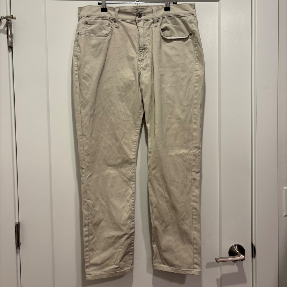 Lucky Brand 121 Slim Straight Khaki Pants Mens 34x30 Tan Chino Casual 4613